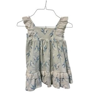 Tommy Bahama Girls Dress Size 3T Blue White Floral Ruffle Sleeve